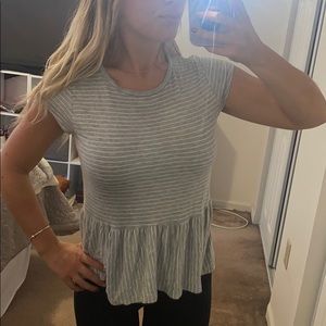 Cute Gray Striped Top